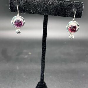 Sterling Silver and Garnet Drop Earrings